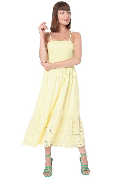 VERO MODA Yellow & Afterglow Off-Shoulder Maxi Dress